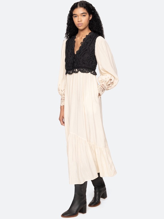 Sea New York Dresses & Skirts - Sea New York Adelina combo cream Dress with Black Lace Bodice